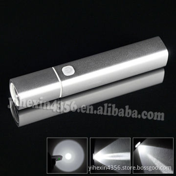 Boruit R3 Portable Silver mini Flashlight CREE Flash light Waterproof Rechargeable USB Flashlight